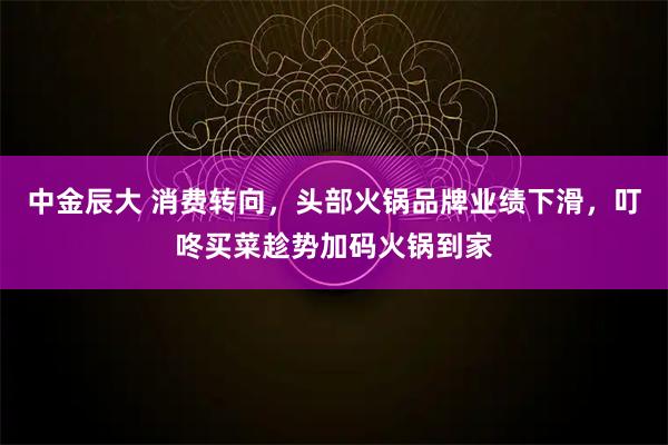中金辰大 消费转向，头部火锅品牌业绩下滑，叮咚买菜趁势加码火锅到家